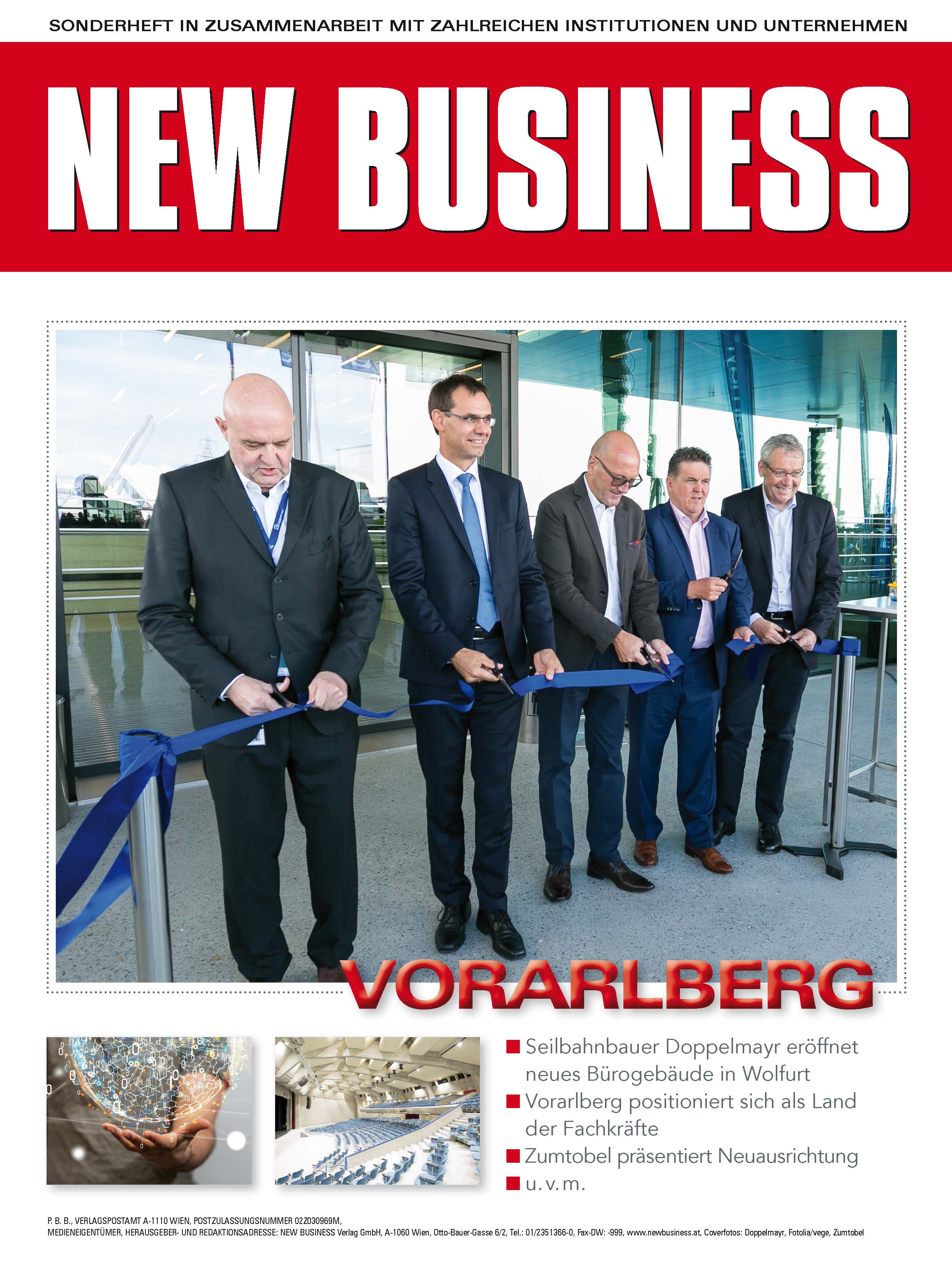 Cover: NEW BUSINESS Bundeslandspecial - VORARLBERG 2017
